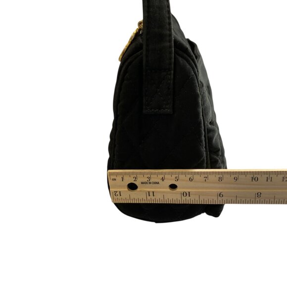 Vera Bradley Quilted Shoulder Bag Women Black Rectangle Zipper Inner Pocket Y2K - Picture 4 of 10